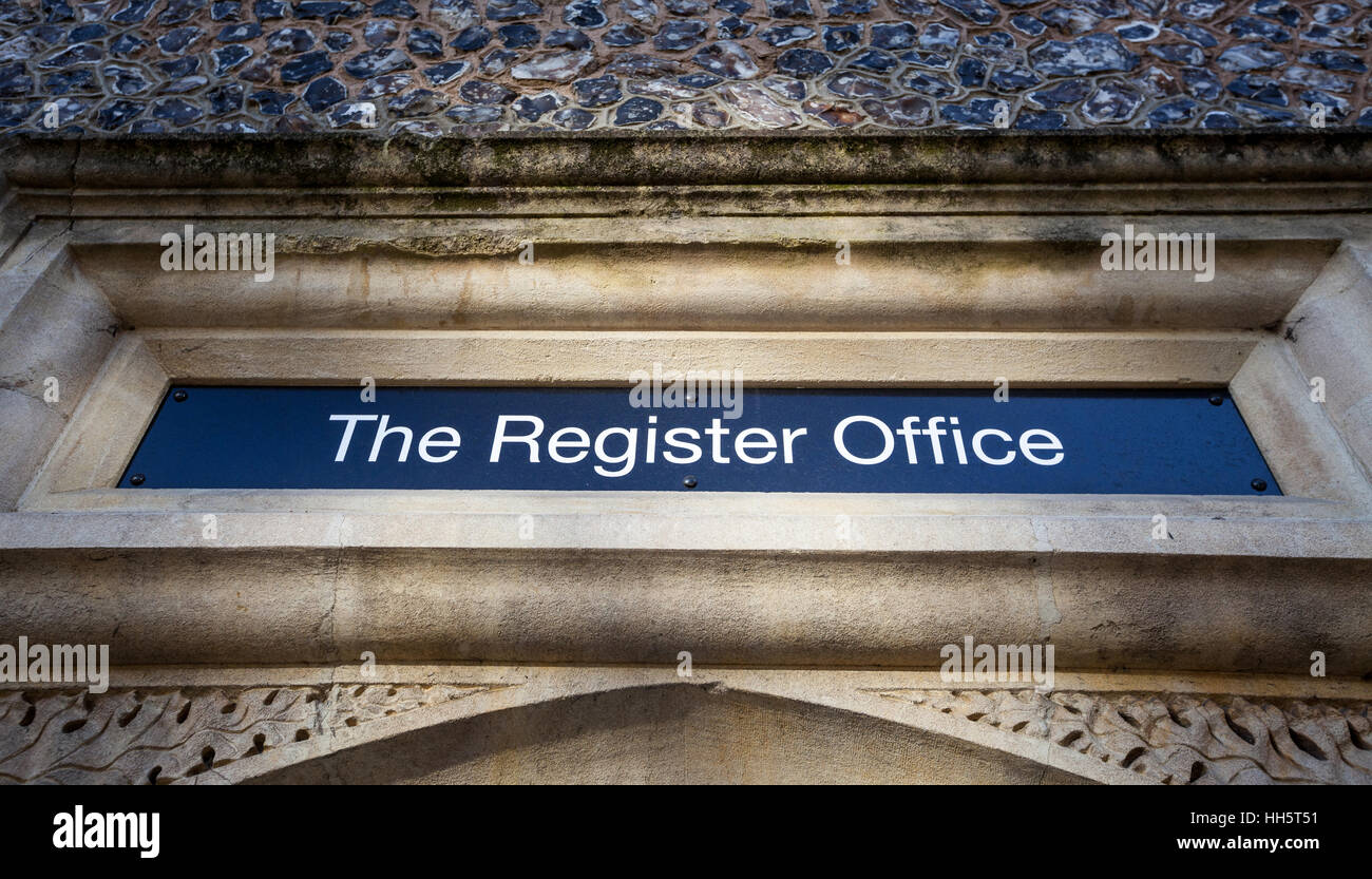 Le Bureau s'inscrire Connectez-vous, Winchester Bureau d'enregistrement, le Hampshire, au Royaume-Uni Banque D'Images