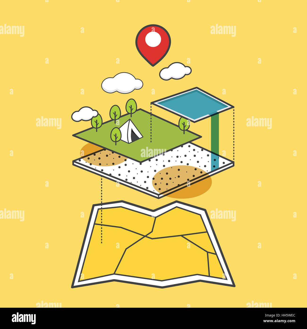 L'icône de carte de voyage Concept Illustration vectorielle Illustration de Vecteur