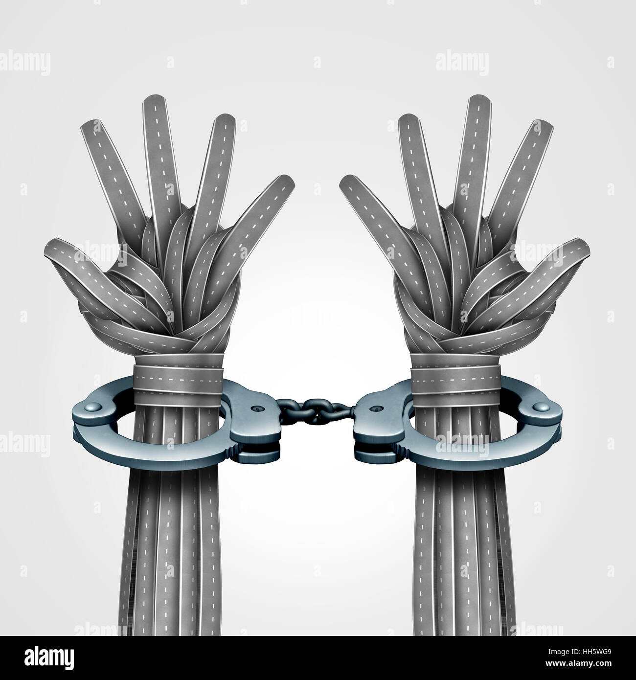 Les crimes de rue et l'alcool au volant et les excès de violation de voiture sur la route et le conducteur aux facultés affaiblies comme symbole d'un groupe de routes cyclables en forme de deux inno Banque D'Images