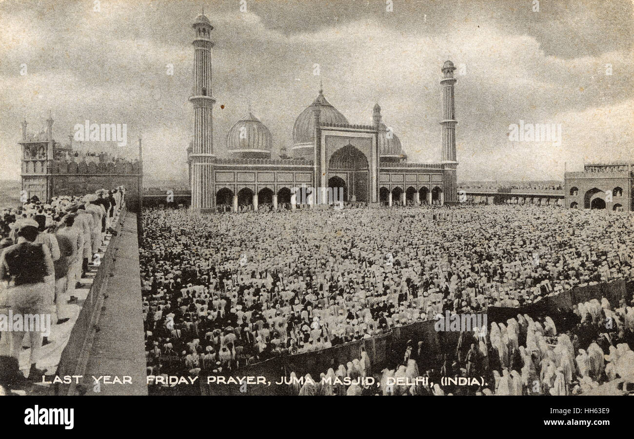 La prière du vendredi à la mosquée Jama Masjid, Delhi, Inde. Banque D'Images