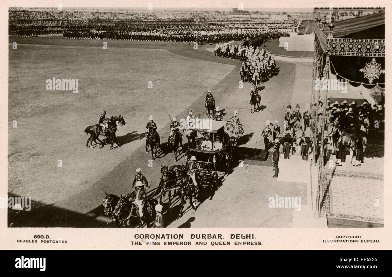 George V et Mary, Coronation Durbar, Delhi, Inde Banque D'Images