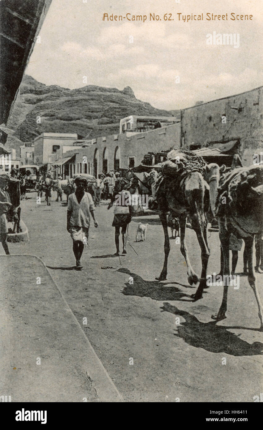 Scène de rue près du camp militaire, Aden Banque D'Images