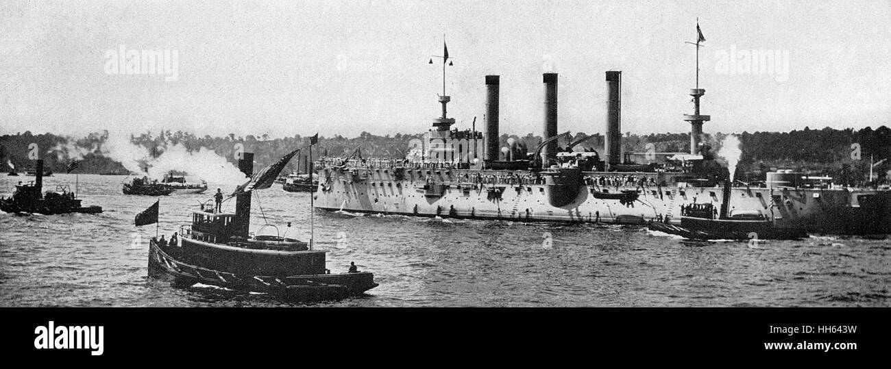 Flotte revenant de Santiago, port de New York, États-Unis Banque D'Images