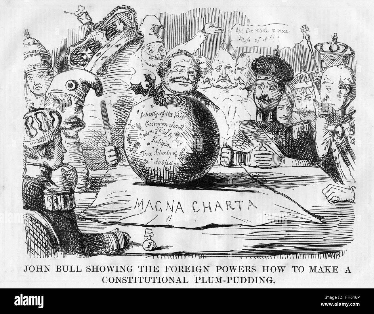 Caricature, John Bull ... Plum-Pudding constitutionnel Banque D'Images