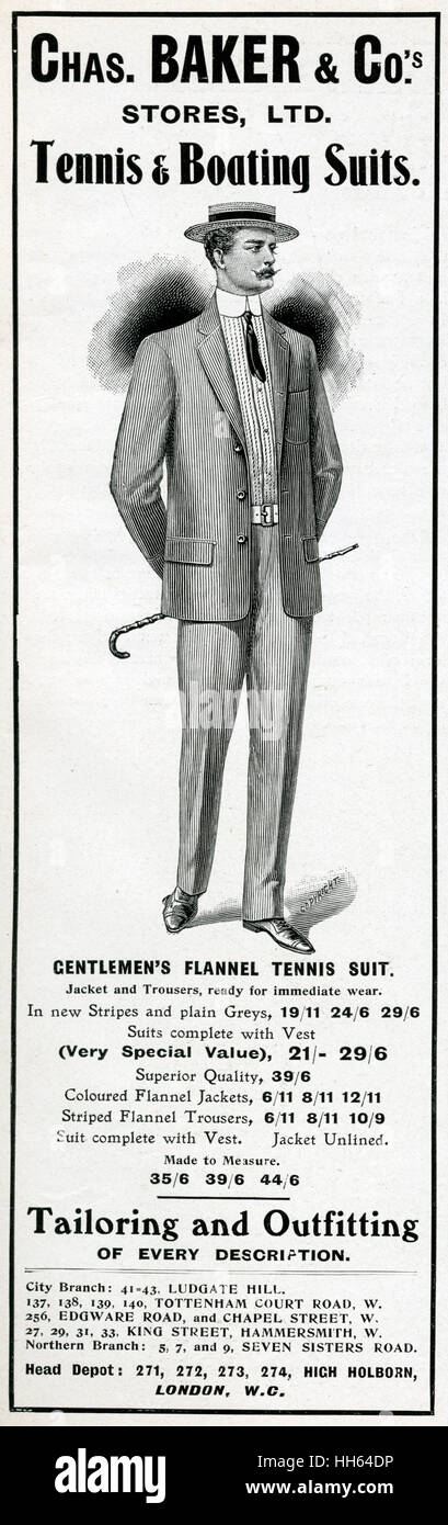 Publicité pour Chas. Combinaison de canotage pour homme Baker & Co 1906 Banque D'Images
