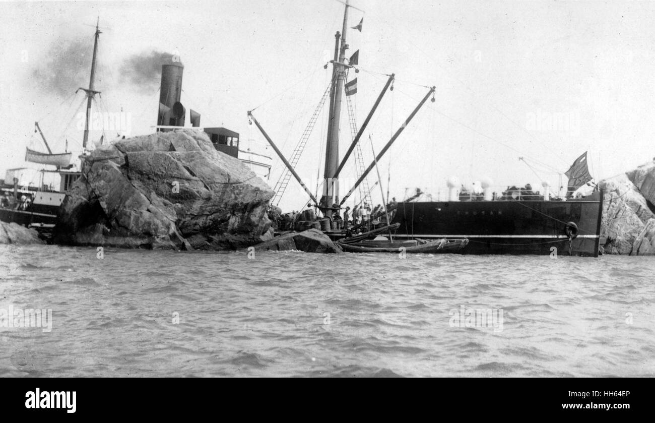 Steamship SS Chusan, île Wei-Hai-Wei, nord-est de la Chine Banque D'Images