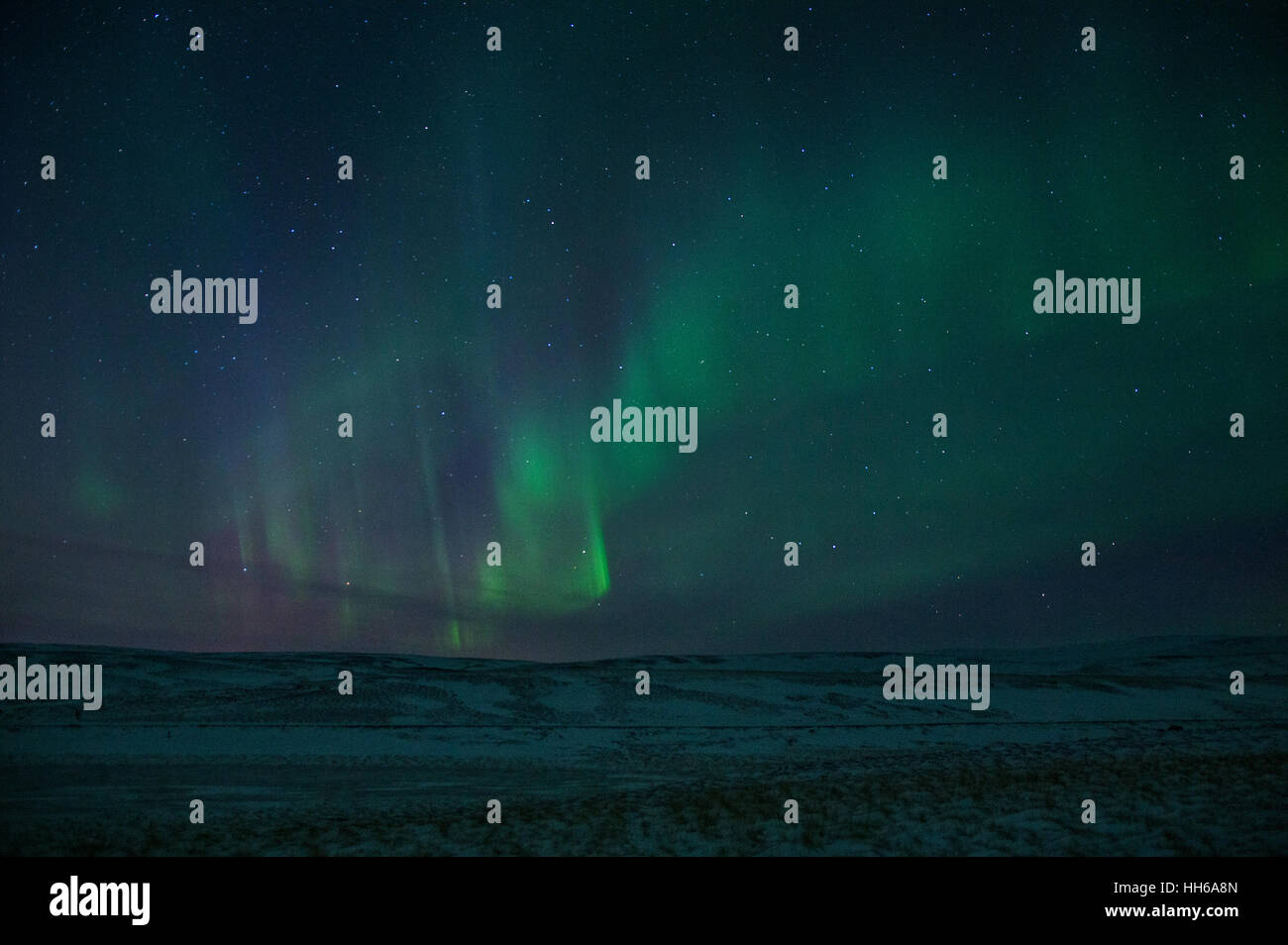 Northern Lights sur le parc national de Thingvellir en Islande Banque D'Images