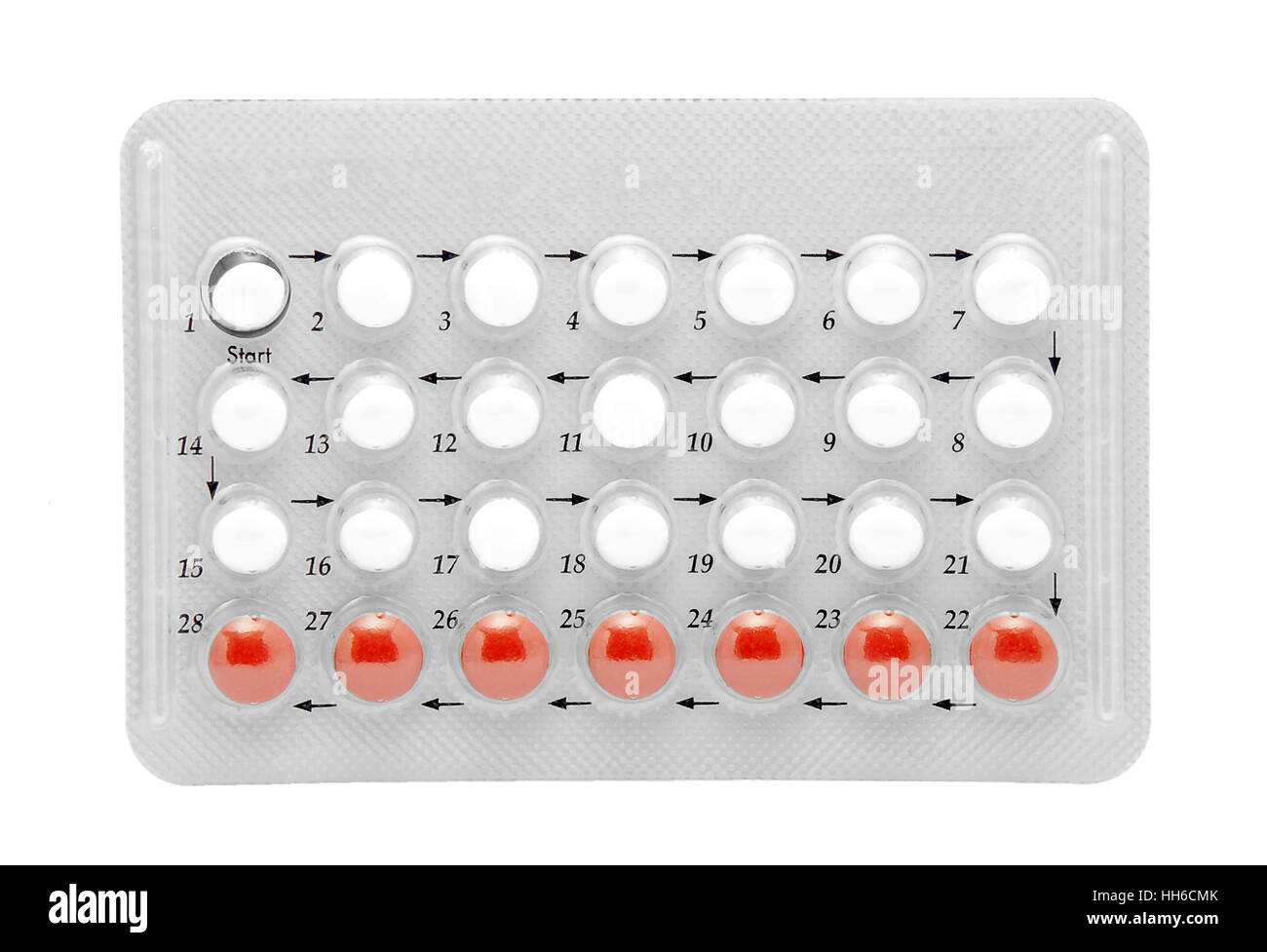 Isolé des pilules contraceptives Banque D'Images