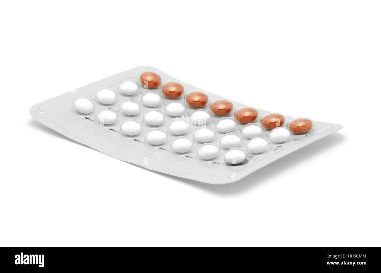 Isolé des pilules contraceptives Banque D'Images
