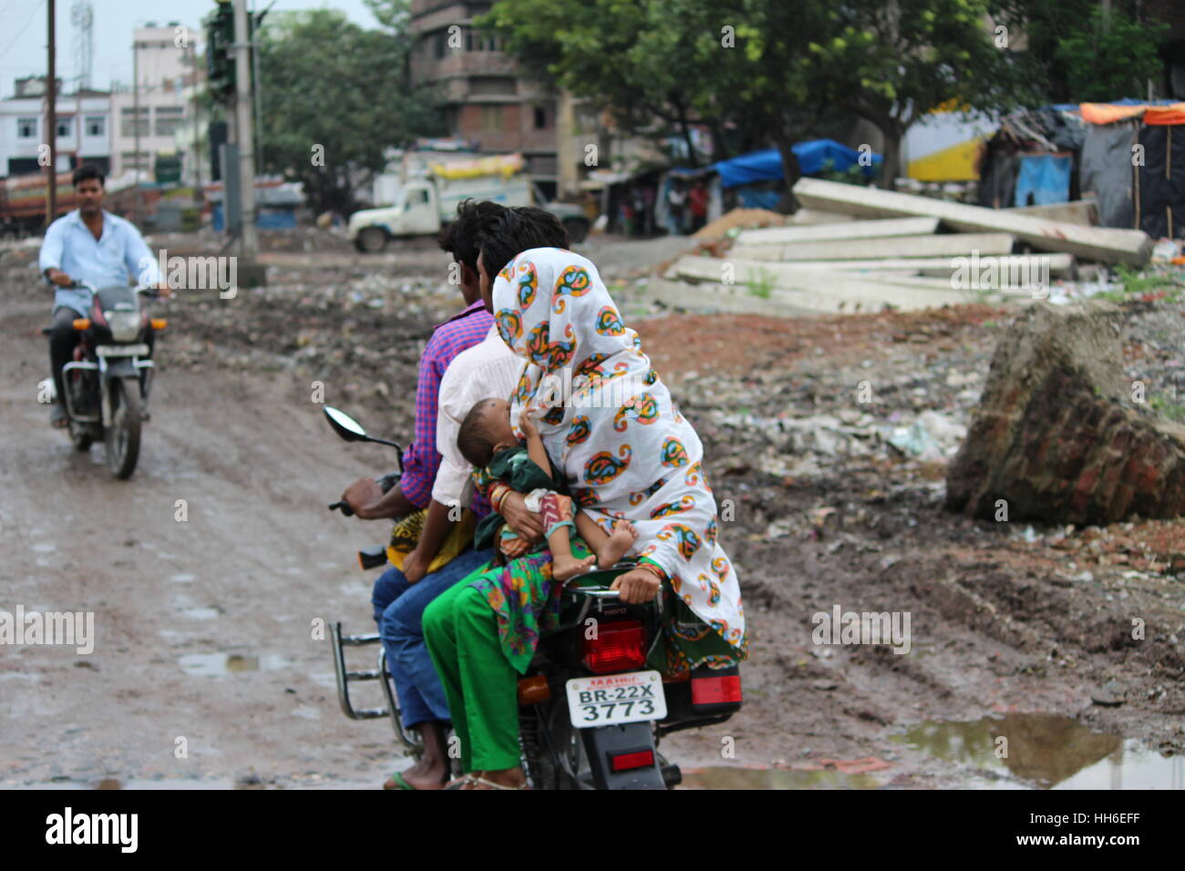 L'Inde ride de moto/ Banque D'Images