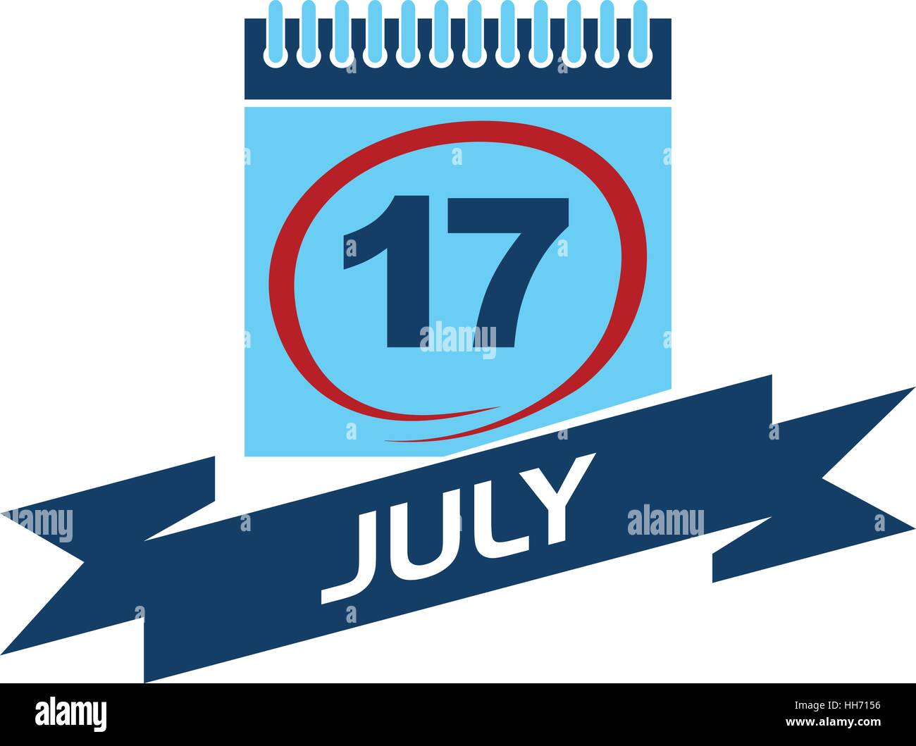 17 CALENDRIER Juillet avec ruban Illustration de Vecteur