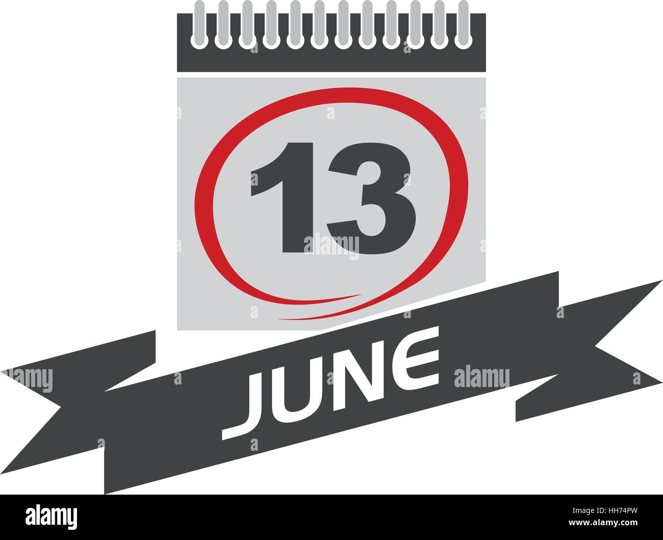 13 juin Calendrier avec ruban Image Vectorielle Stock - Alamy