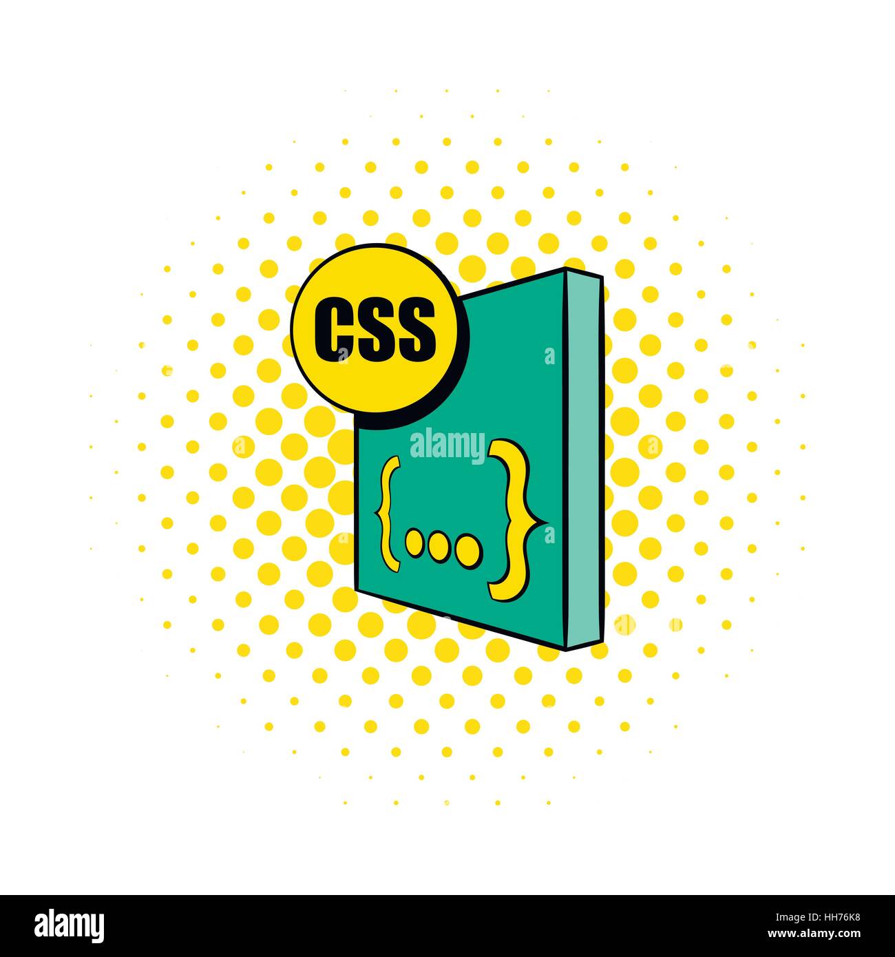 Dans l'icône de fichier CSS style comics Illustration de Vecteur