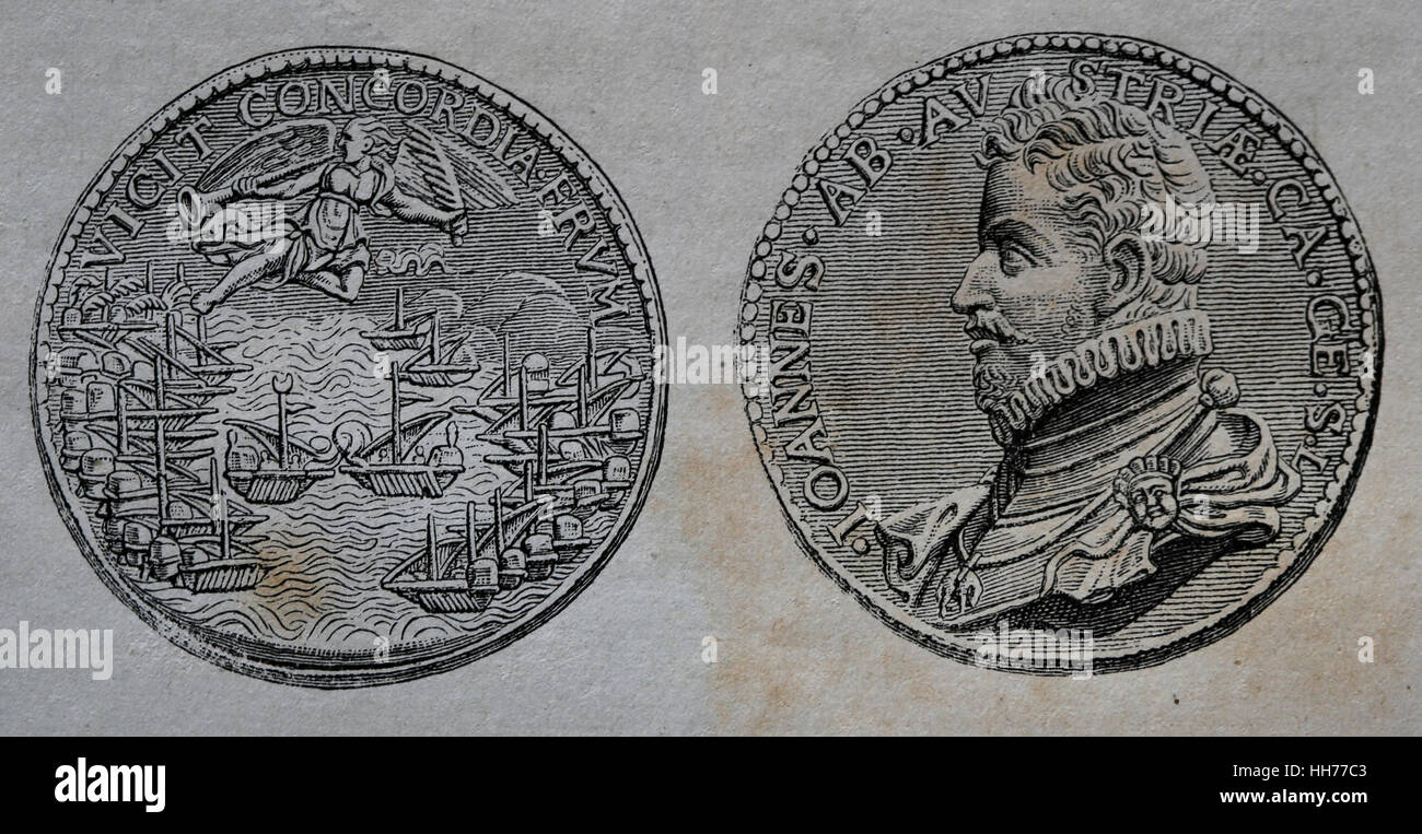 Bataille de Lépante. 7 octobre 1571. Flotte de la flotte de l'Leagueand Sainte pouf Banque D'Images