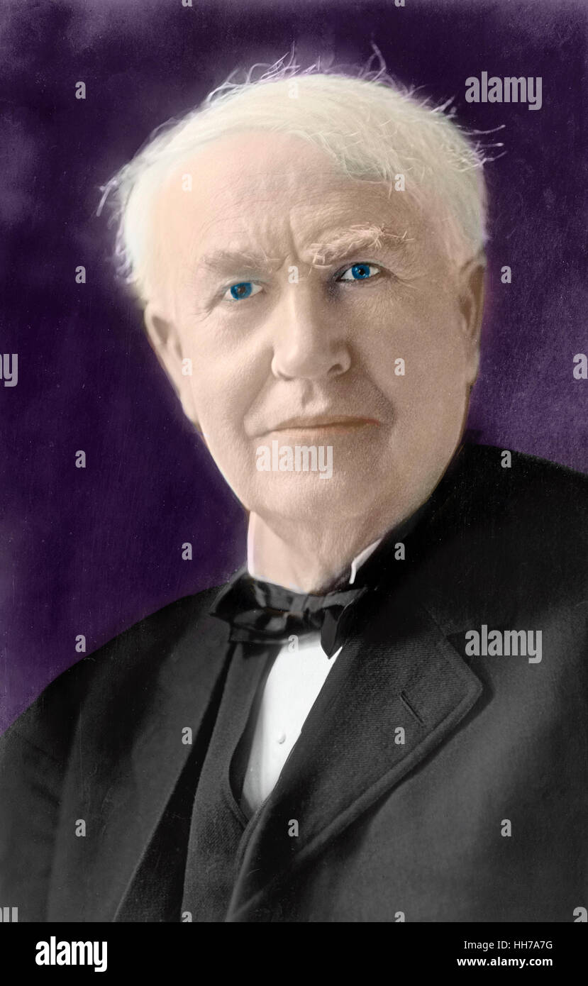 Photo colorisée de Thomas Alva Edison, vers 1920 Banque D'Images