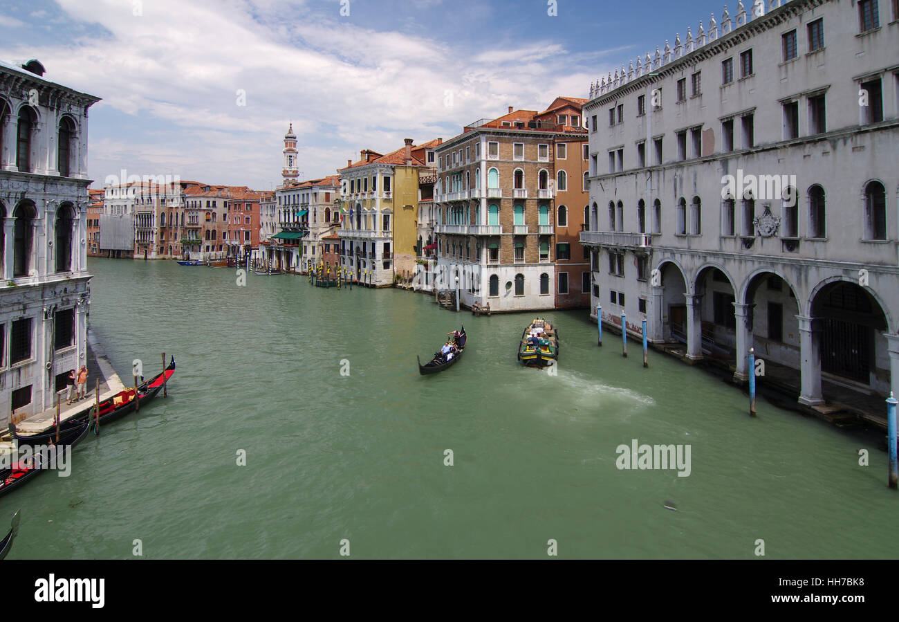 Venise, gondole, pont des soupirs, le beffroi, tour, bâtiments, historiques, histoire, Banque D'Images