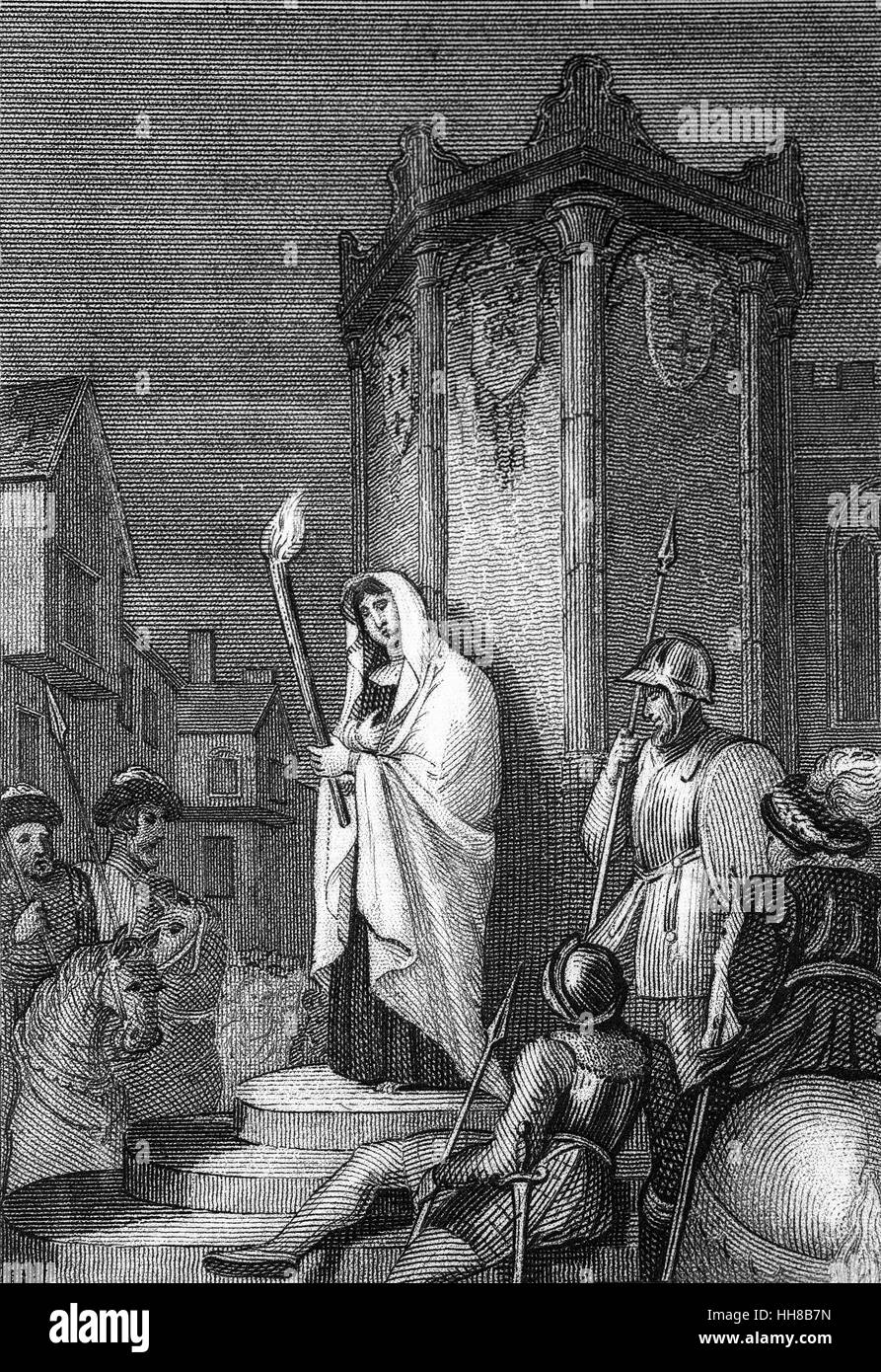 Elizabeth 'Jane' Rive (née Lambert) (c.1445 - c.1527) faire pénitence pénitence ouverte à Paul's Cross pour son comportement promiscueux . Elle a été l'une des nombreuses maîtresses du roi Édouard IV d'Angleterre, l'un des trois qu'il décrit comme "le merriest wiliest, la plus sainte, et le prostituées' dans son royaume. Elle est également devenue une concubine d'autres nobles, y compris son beau-fils, Thomas Gray, 1er marquis de Dorset, et William Hastings, 1er baron Hastings, son proche ami et conseiller. Banque D'Images