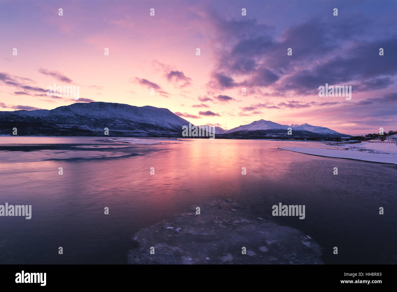 Bleu, beau, beauteously, Nice, la couleur, l'horizon, hiver, froid, coucher du soleil, Banque D'Images