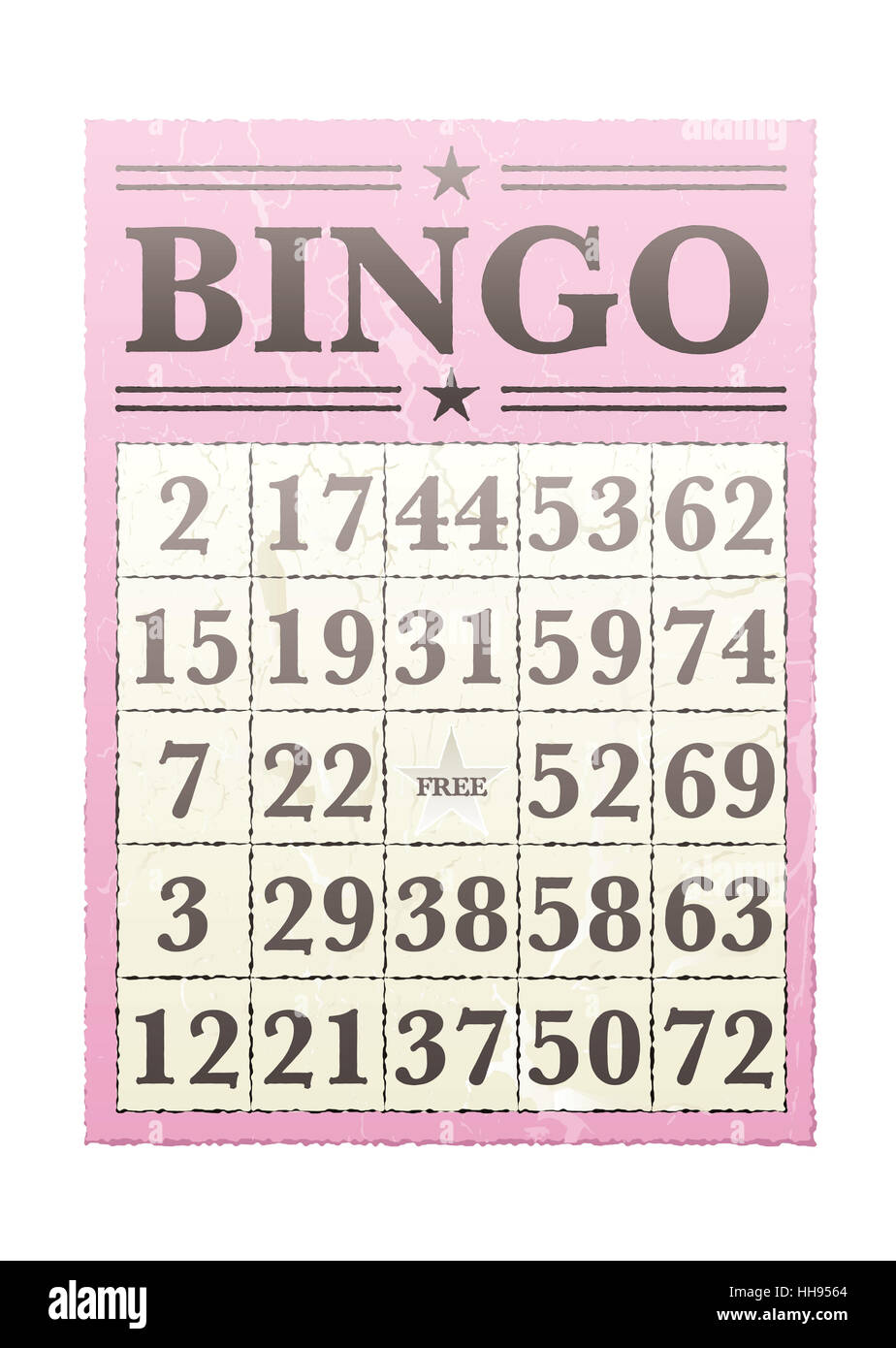 Carte de bingo avec Marie Rose et numéros de style rétro Banque D'Images