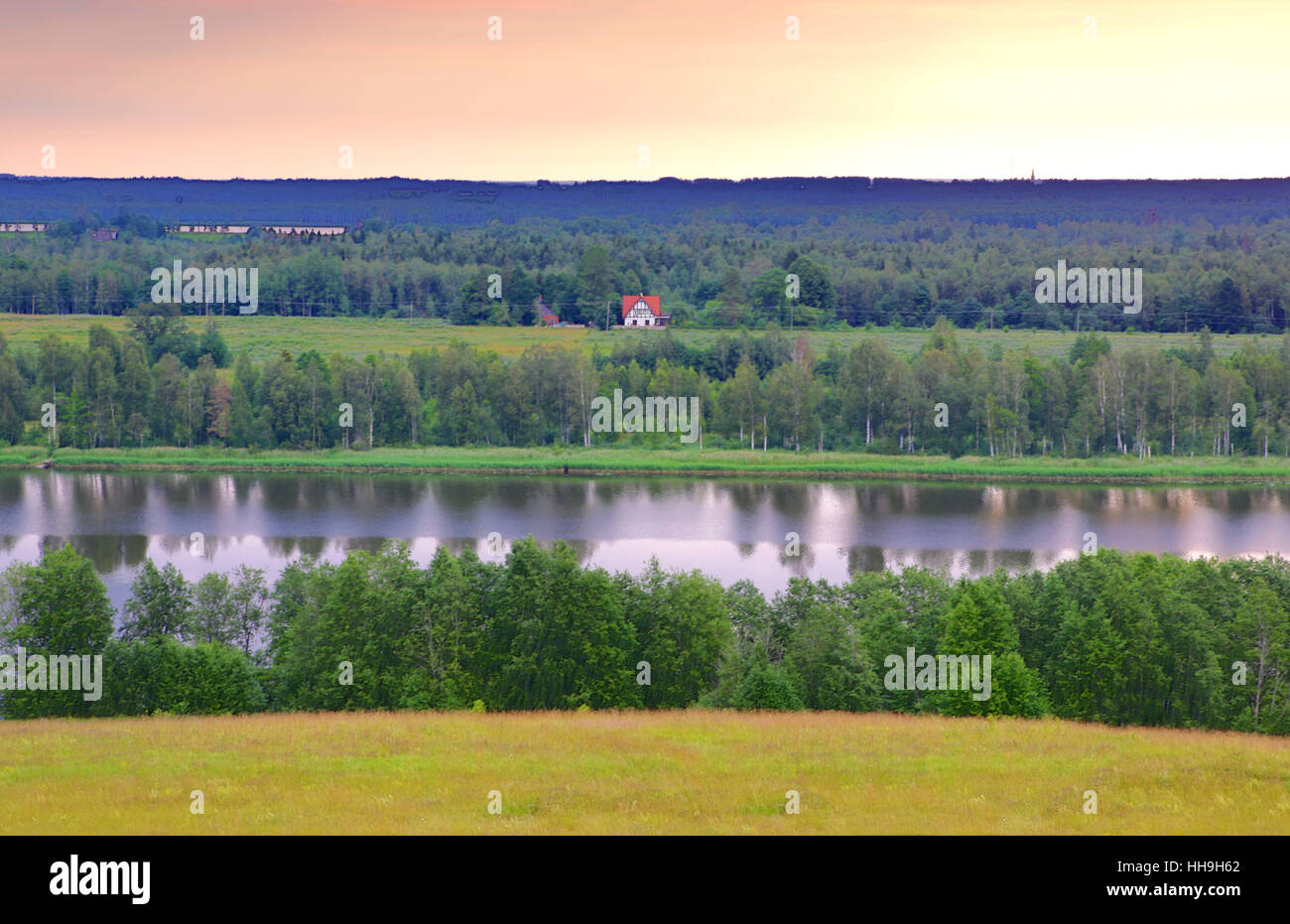 Farm, haut, sur, d'autres, DE, DE, de la rivière, côté, l'eau, bleu, environnement, Banque D'Images