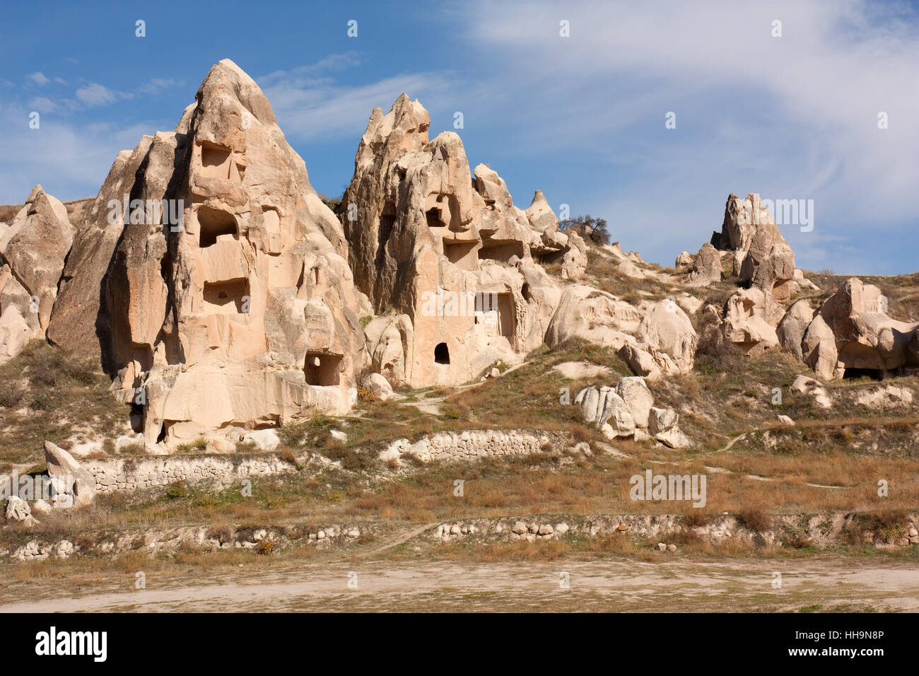 Le tourisme, Turquie, églises, grottes, l'Anatolie, la Cappadoce, bleu, maison, édifice, Banque D'Images