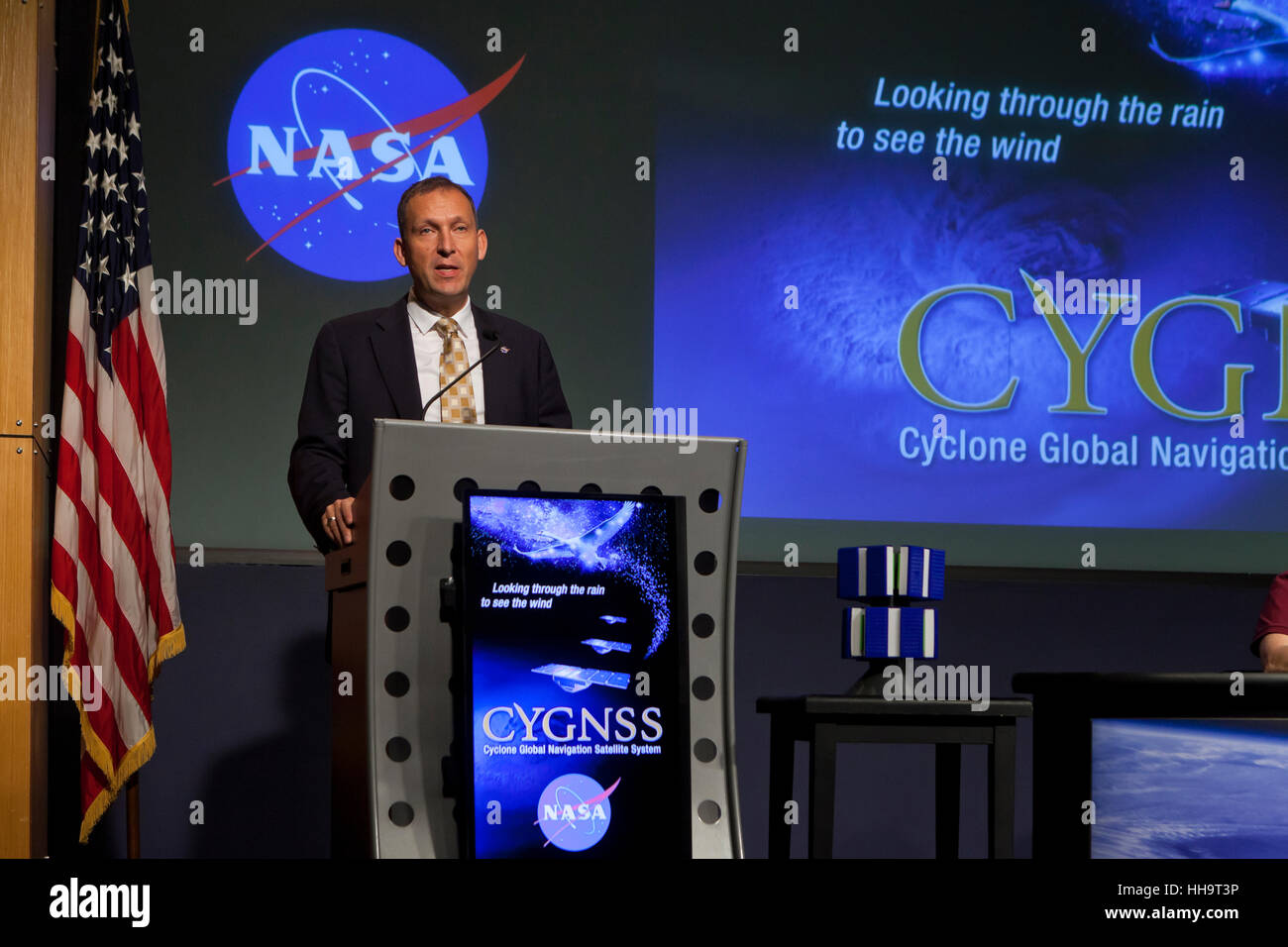Thomas Zurbuchen, chef de direction de mission Scientifique de la NASA s'exprimant au siège de la NASA - Washington, DC USA Banque D'Images