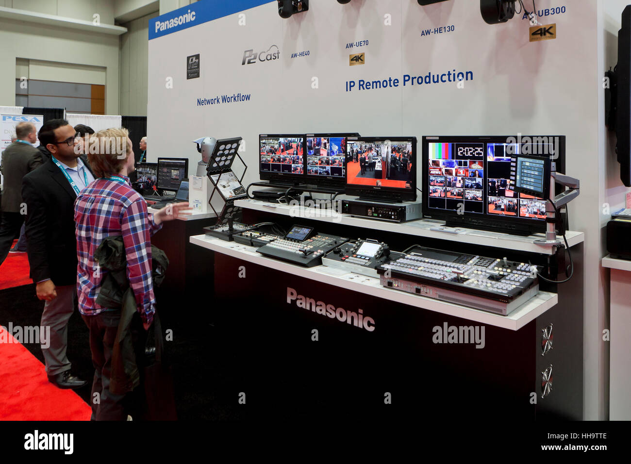 Enregistrement et montage vidéo Panasonic système s'affichent dans une foire commerciale - USA Banque D'Images