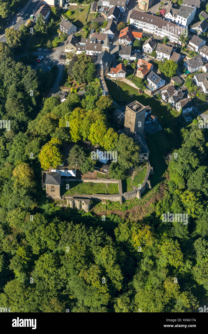 Château Blankenstein, Hattingen, Ruhr, Rhénanie du Nord-Westphalie, Allemagne, Europe, vue aérienne, vue d'oiseau Banque D'Images