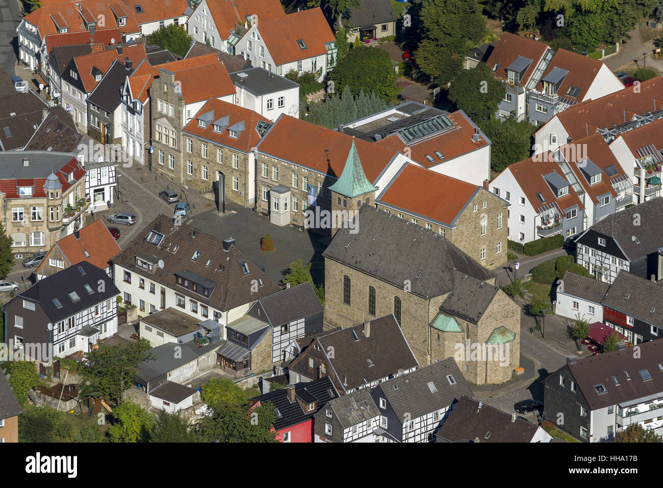 Blankenstein et musée de Hattingen, Hattingen, Ruhr, Rhénanie du Nord-Westphalie, Allemagne, Europe, photo aérienne, les oiseaux-lunettes de vue, Banque D'Images