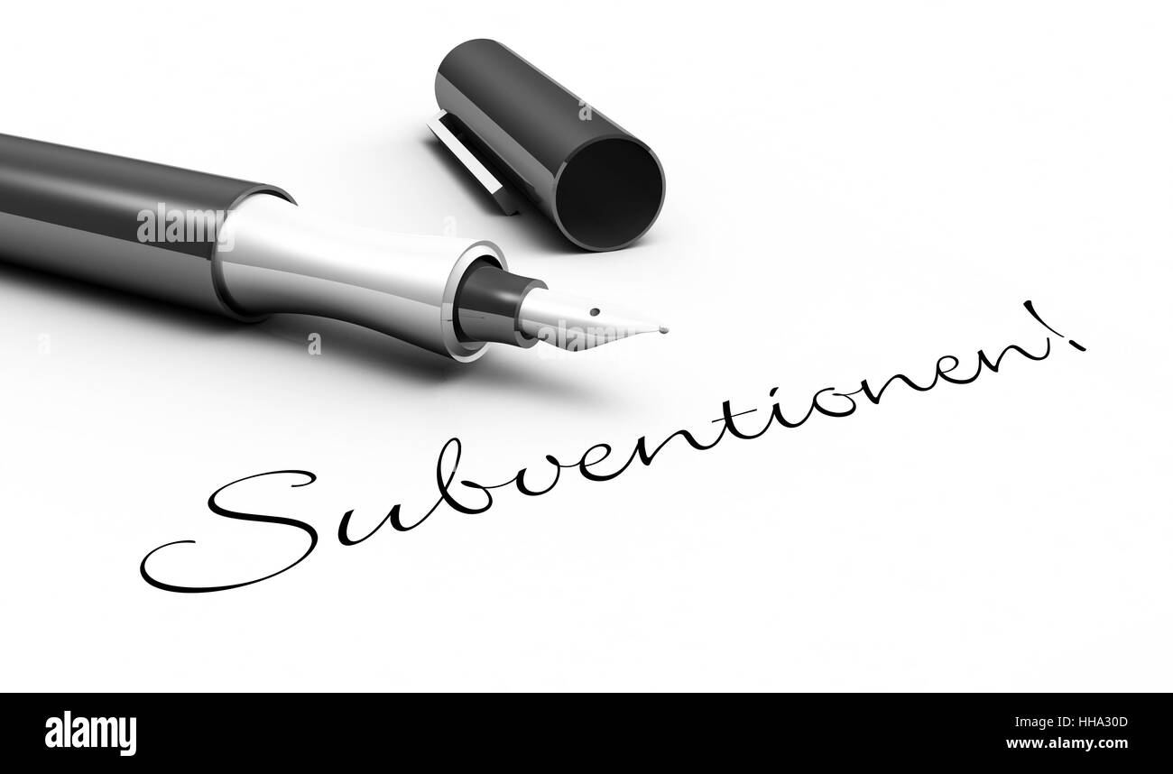 Subventions ! - Concept de stylo Banque D'Images
