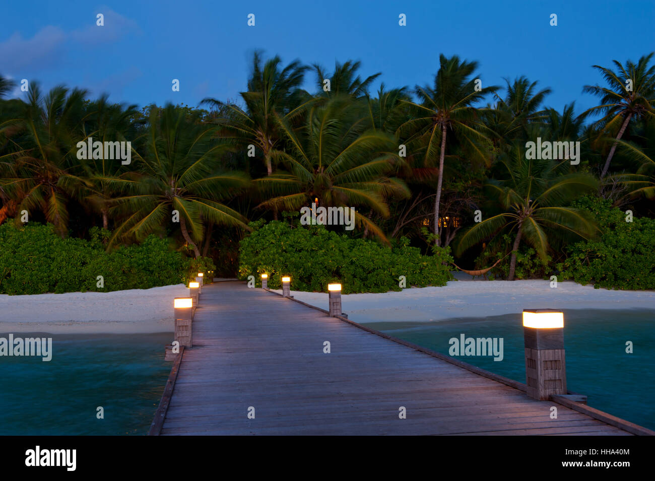 Le ciel, le paradis, les Maldives, l'atoll, tropical, île, jetty, isle, bleu, Banque D'Images