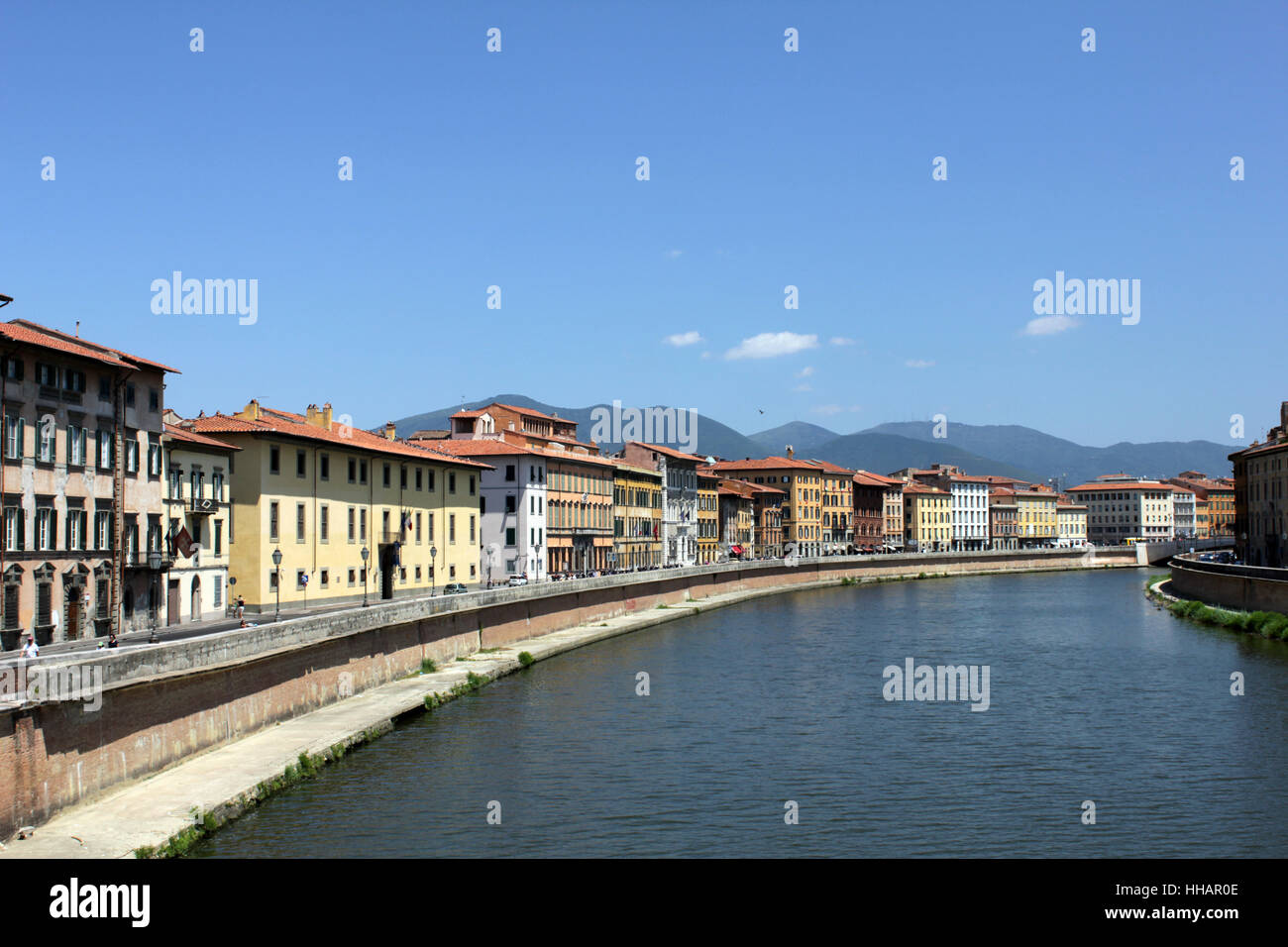 Maisons au bord de l'Arno à Pise / toscane Banque D'Images