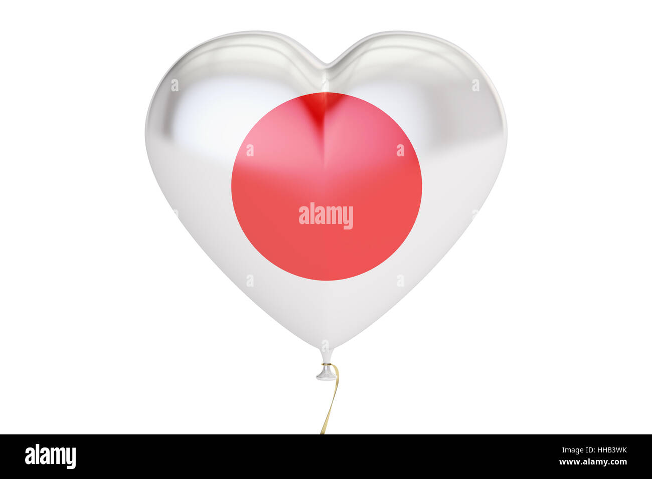 Drapeau du Japon avec ballon en forme de coeur, 3D Rendering Banque D'Images