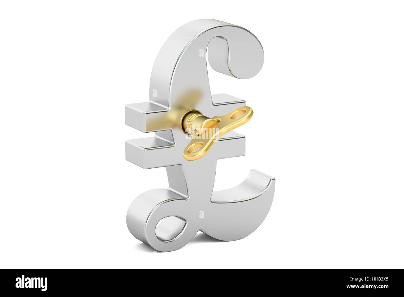 Livre Sterling Silver avec symbole clé de liquidation, rendu 3D Banque D'Images