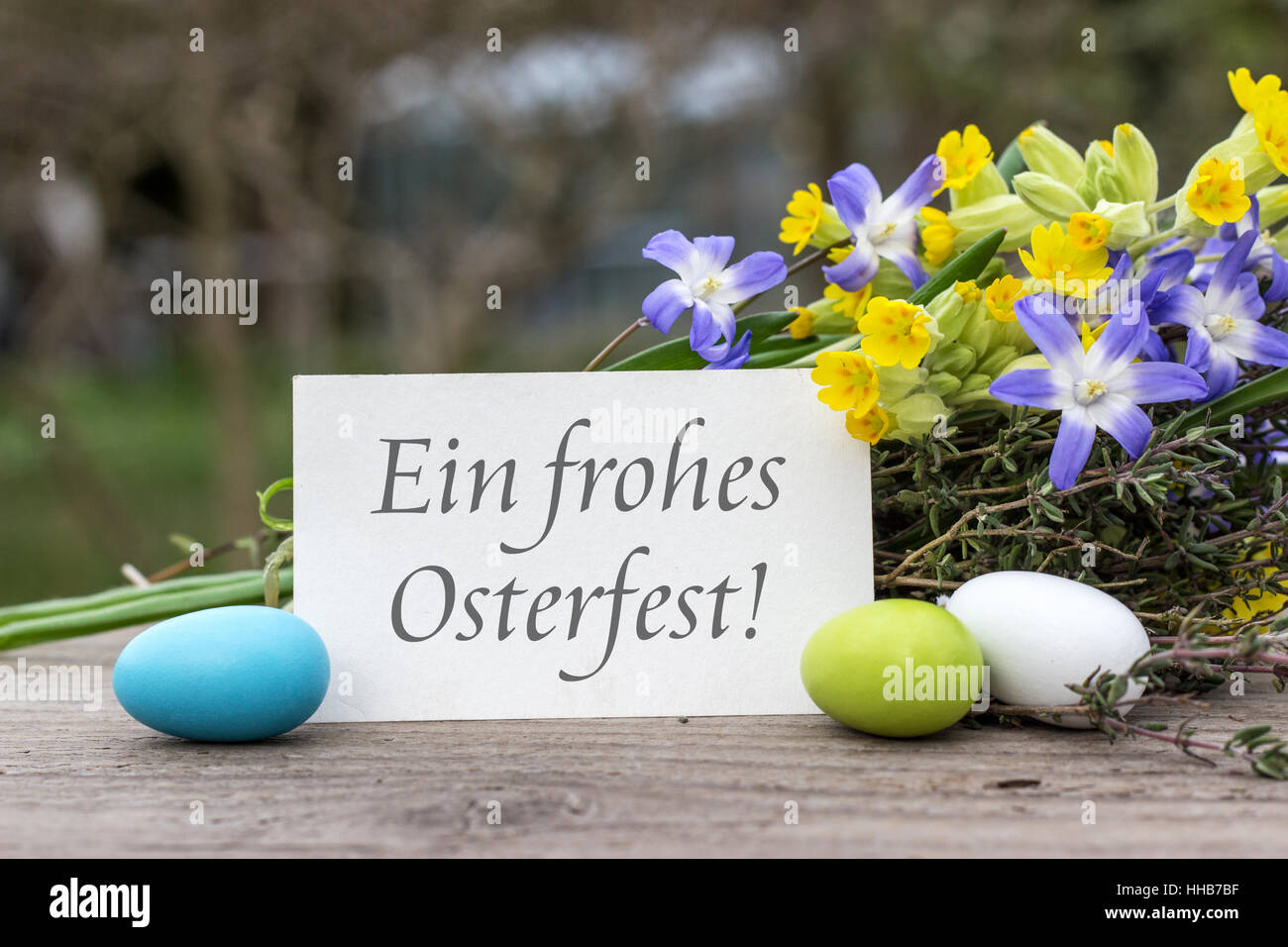Carte de vœux en langue allemande pour Pâques avec le texte : Joyeuses Pâques Banque D'Images