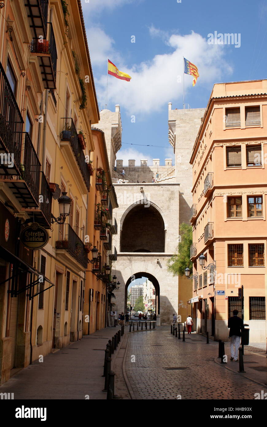 Vue sur les Torres de Quart, Valencia, Espagne Banque D'Images