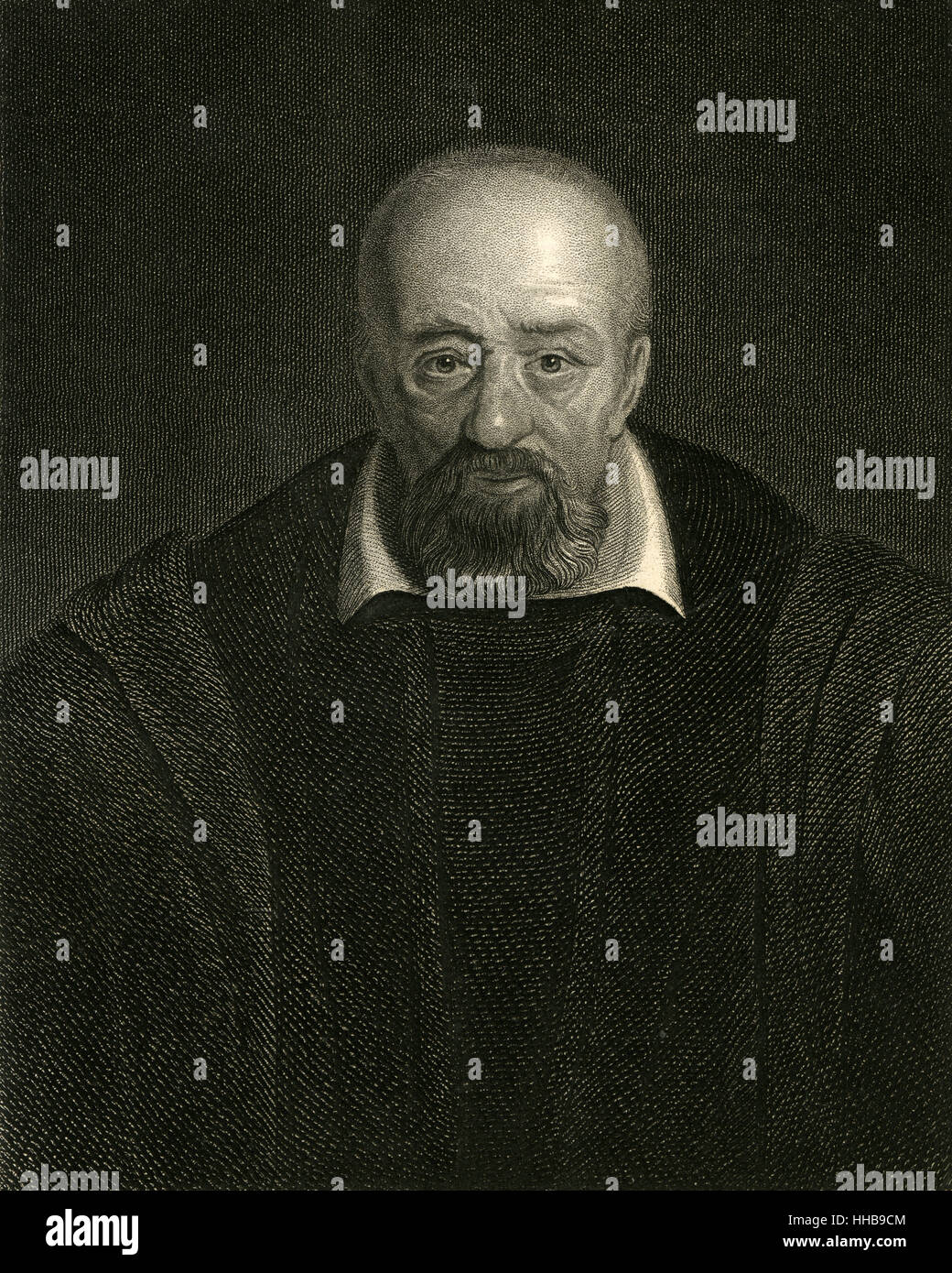 C Antique1820 gravure, George Buchanan. George Buchanan (1506-1582) était un historien et érudit. Son plus important travail, Rerum Scoticarum Historia, une histoire de l'Écosse, a été publié en 1582. SOURCE : gravure originale. Banque D'Images