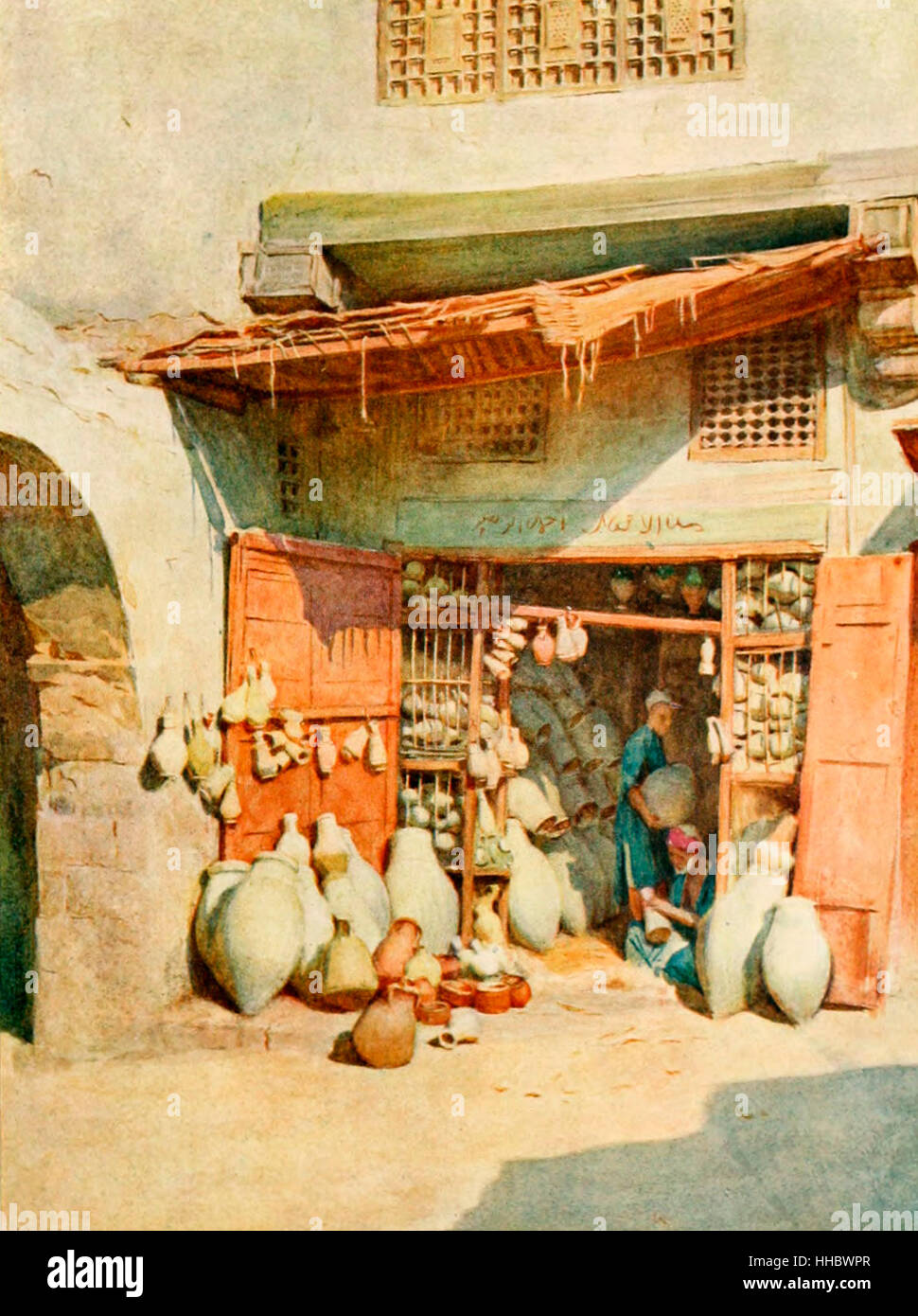Bazar de poterie dans Village du Nil, l'Égypte, vers 1912 Banque D'Images
