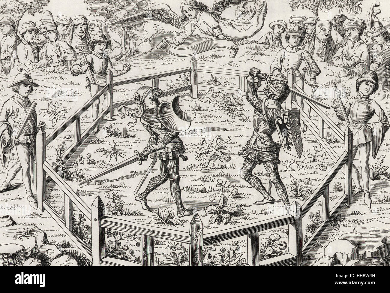 Seul Combat d'être décidé par le jugement de Dieu. Moyen-Âge Banque D'Images