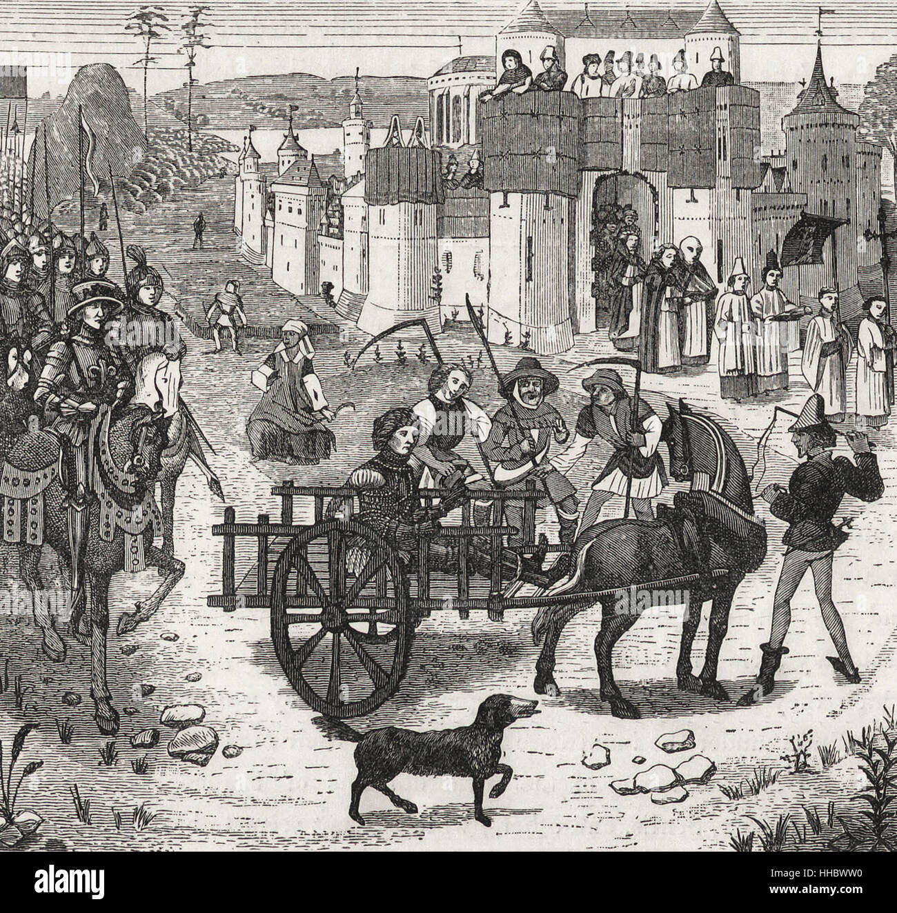 Ferrand de Portugal, comte de Flandre, fait prisonnier à la bataille de Bouvines, et emmené à Paris Banque D'Images