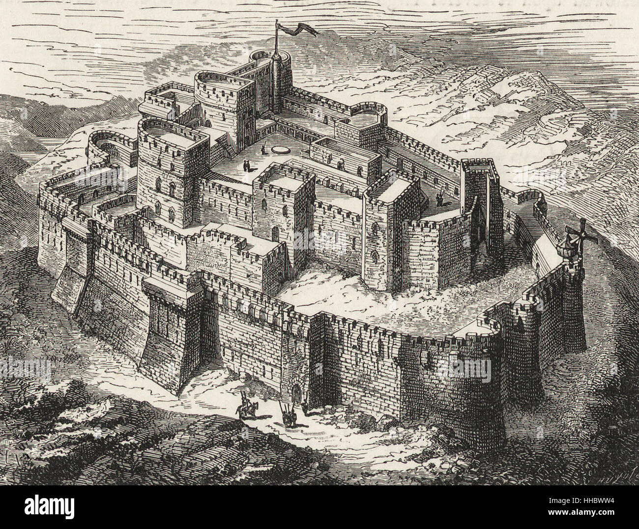 Forteresse des Chevaliers hospitaliers, en Syrie, les Kurdes de pris par les francs au sujet de l'année 1125, et reconstruit en 1202 Banque D'Images