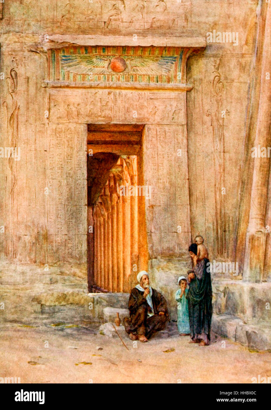 Porte dans le Temple d'Isis, l'Égypte, vers 1912 Banque D'Images