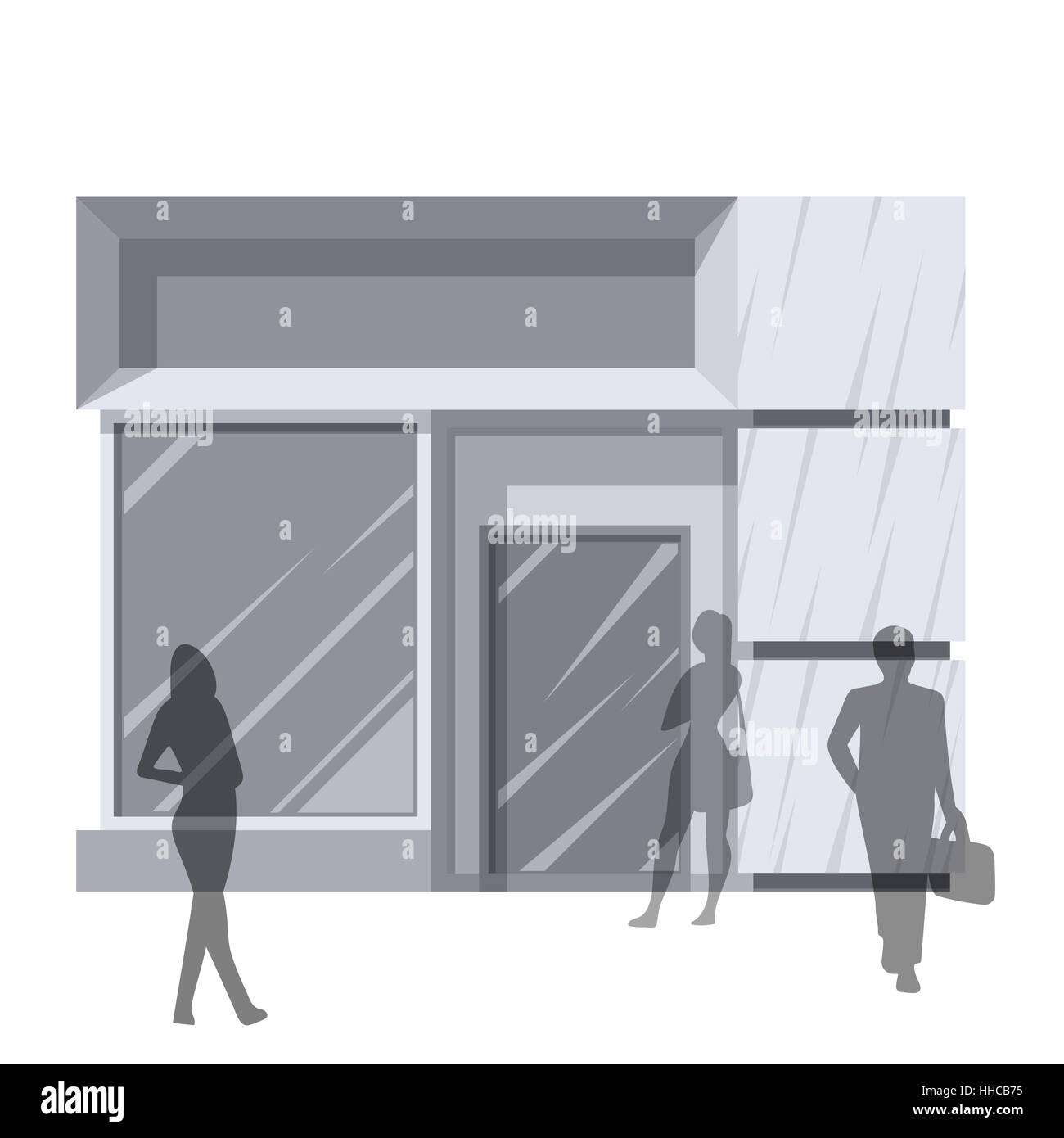 Abstract illustration de façade de caractère et les gens de shopping. Vue de face. Série de détail. Vector EPS10. Banque D'Images