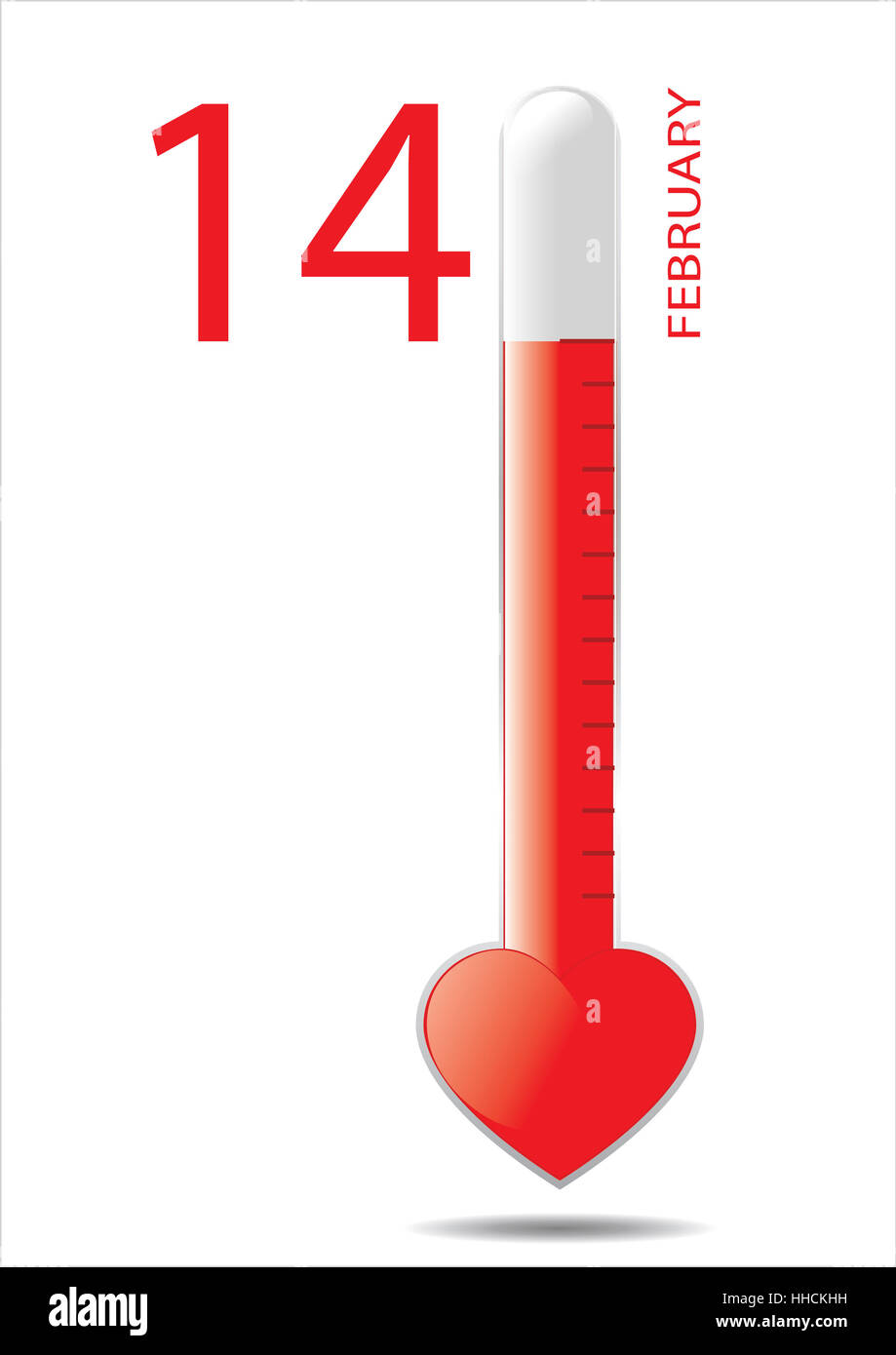 Illustration d'un thermomètre à l'amour, la Saint-Valentin concept Banque D'Images