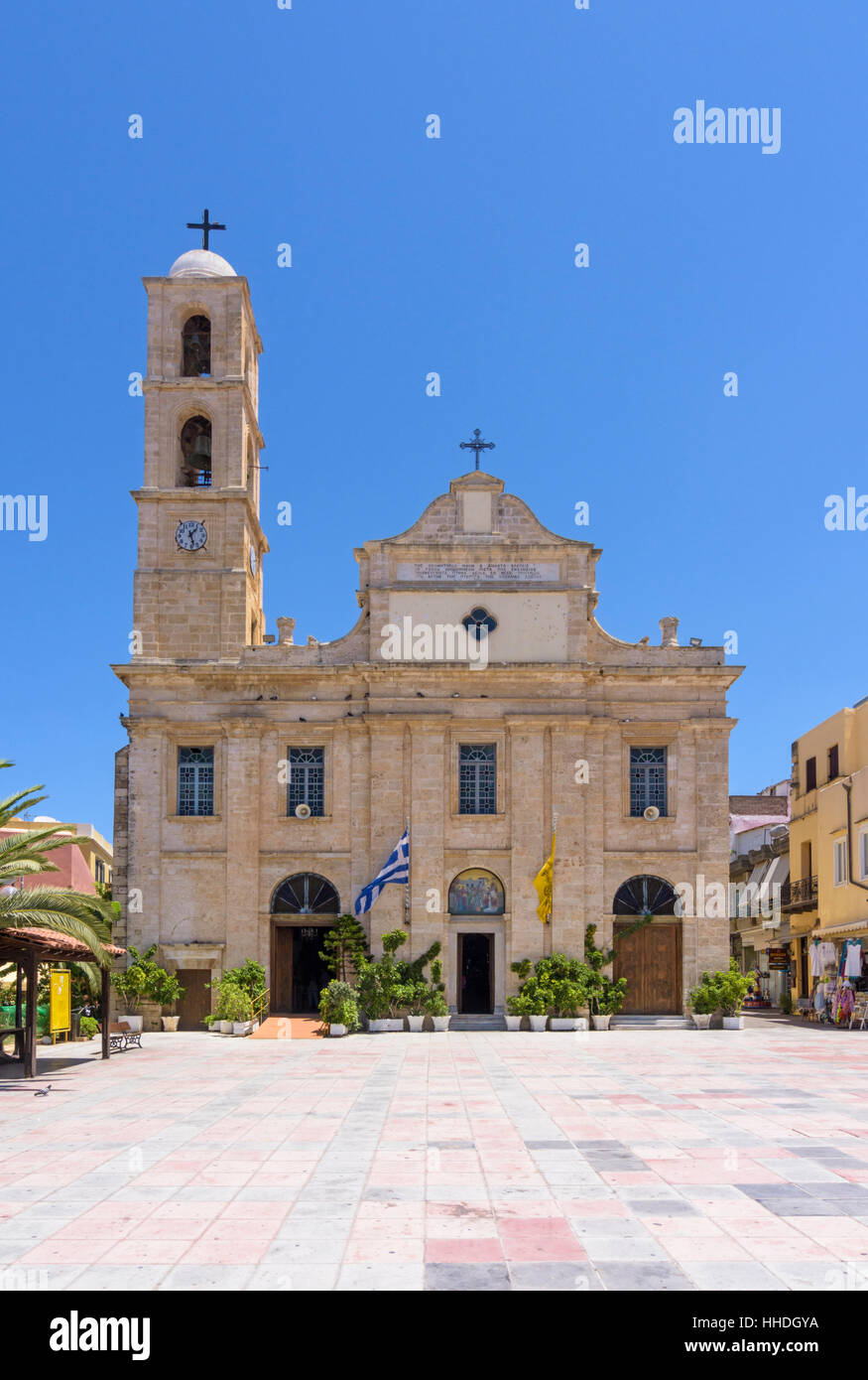 La cathédrale grecque orthodoxe de la Canée dans Athinagora Plateia, Chania, Crète, Grèce Banque D'Images