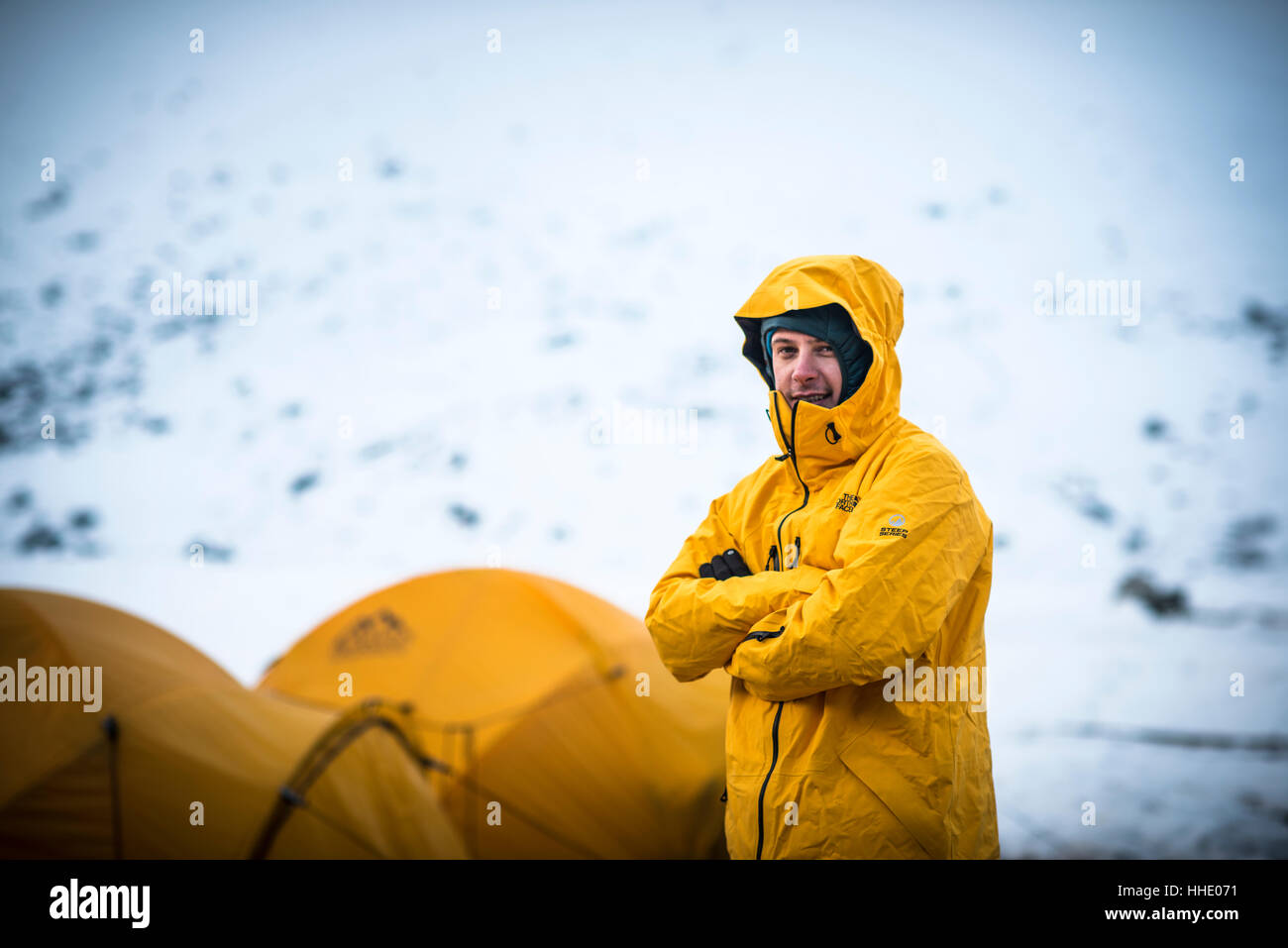 L'alpiniste à l'Ama Dablam Camp de Base, de la région de Khumbu, Népal Banque D'Images