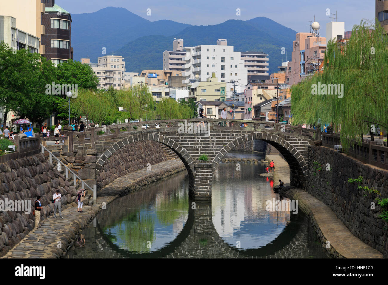 Spectacles Bridge, Nakashima River, Nagasaki, l'île de Kyushu, Japon Banque D'Images