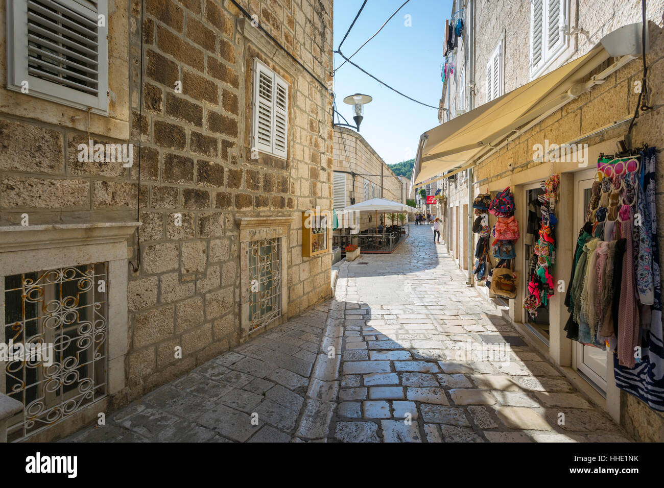 Rues étroites de la ville de Korcula, Korcula, Dubrovnik, Croatie Banque D'Images