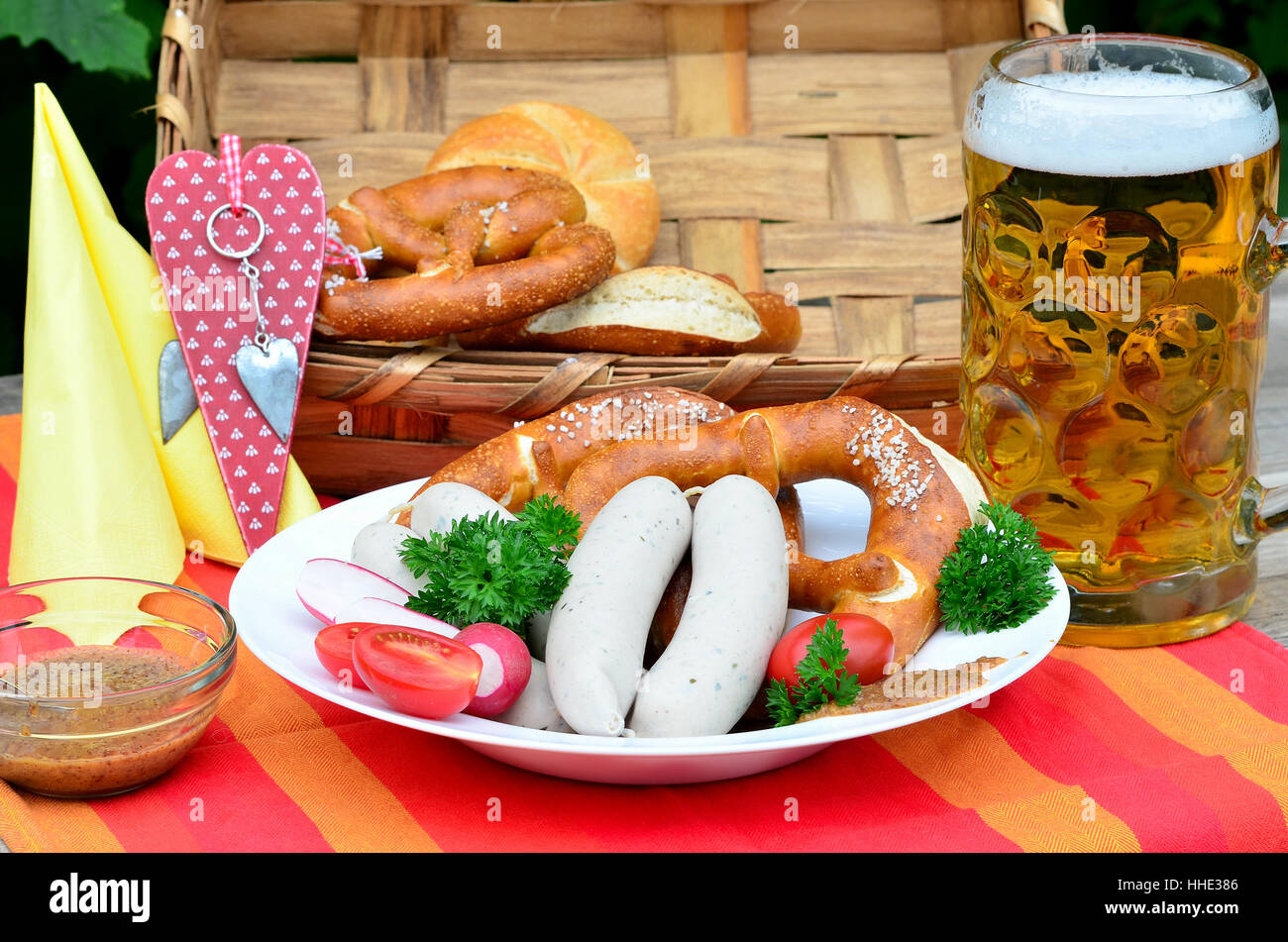 L'heure du goûter, la Bavière, l'Oktoberfest, bavaroise, pretzel, Essen, de l'alimentation, le petit déjeuner, Banque D'Images