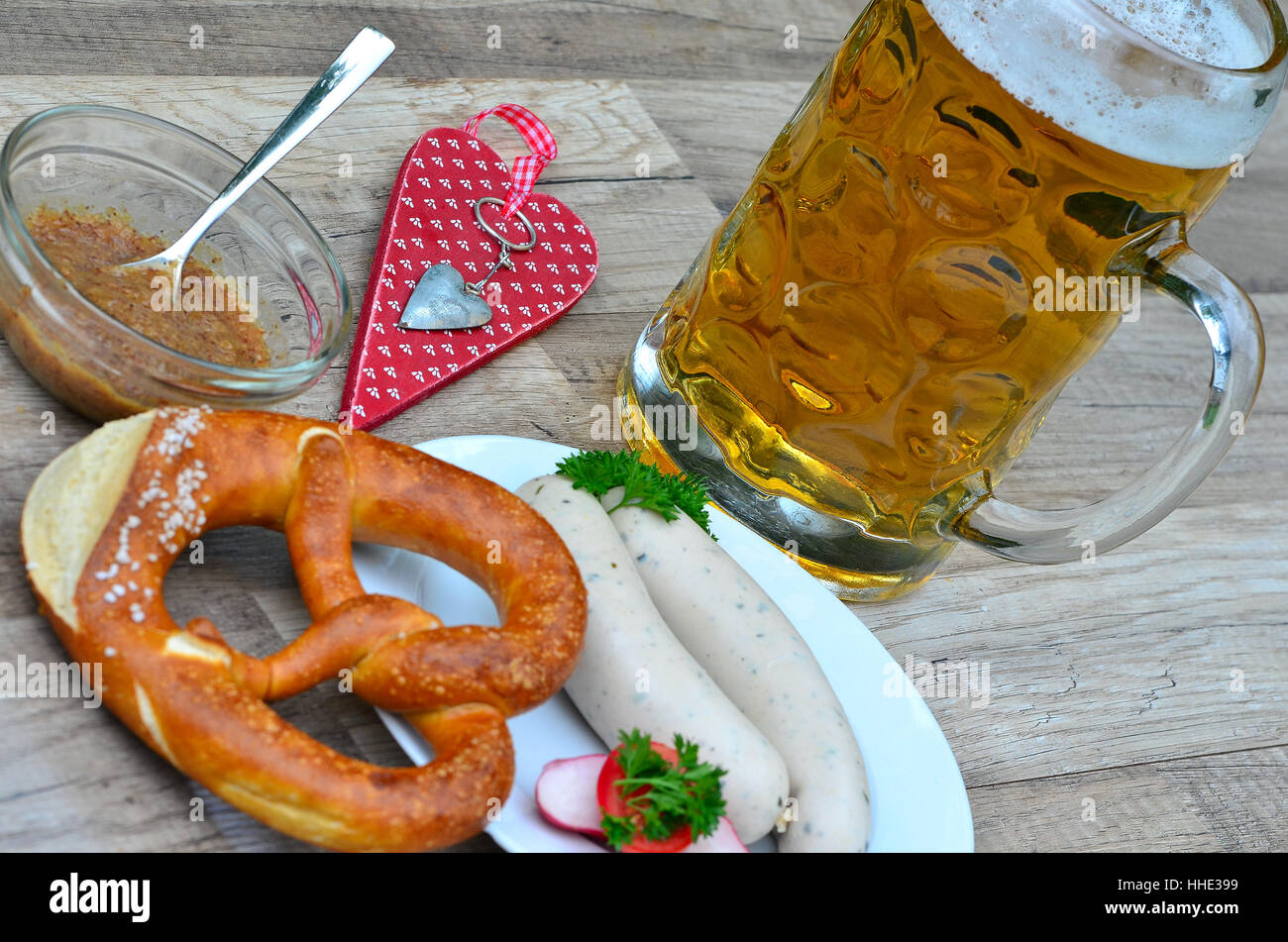 L'heure du goûter, la Bavière, l'Oktoberfest, bavaroise, pretzel, Essen, de l'alimentation, le petit déjeuner, Banque D'Images